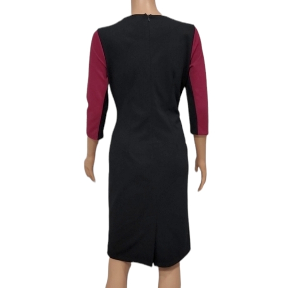 HOMEYEE Women's Pencil Stretch Dress 3/4 Sleeve Fushia/black Size‎ 8 - Picture 6 of 9